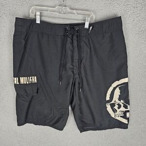 Metal Mulisha Board Shorts Mens 38 Black Graphic Skull Cargo Swim Trunks